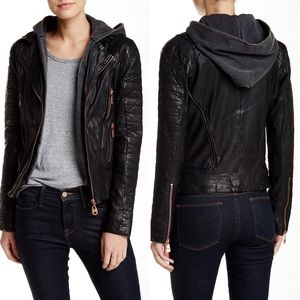 Free People Doma Hooded Leather Jacket NWOT